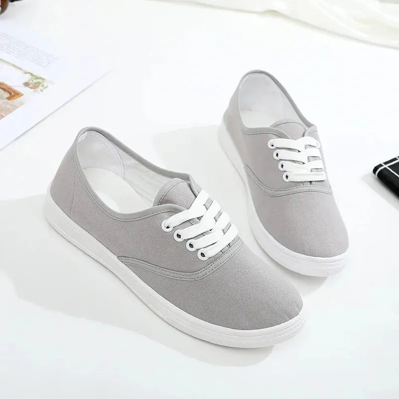 2024 New Loafers Flat Shoe Sneakers for Women Shoes Breathable Women's Casual Female Comfor Sneakers Lace Up Solid Color