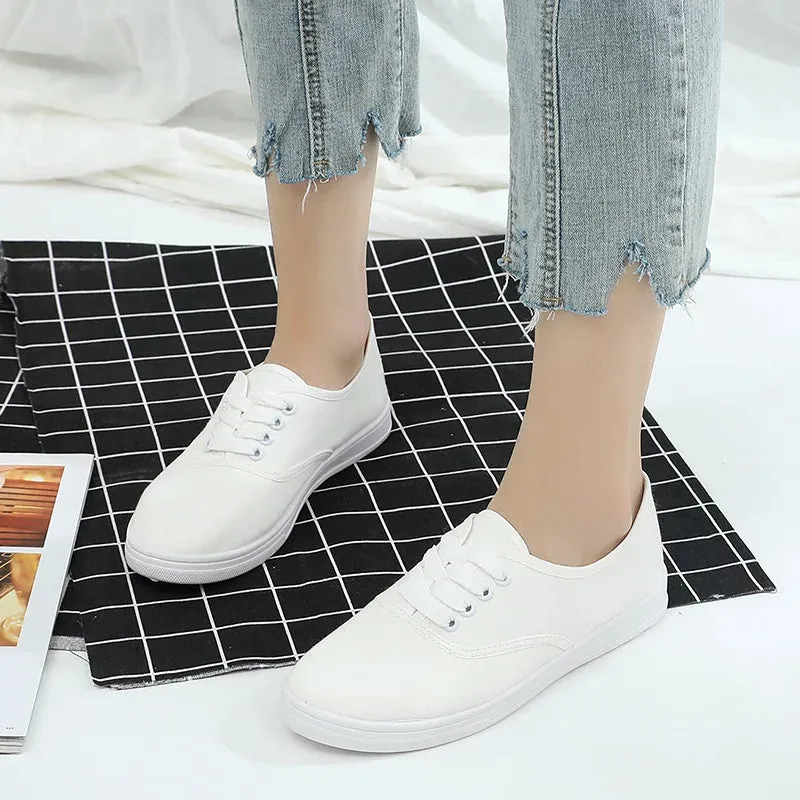 2024 New Loafers Flat Shoe Sneakers for Women Shoes Breathable Women's Casual Female Comfor Sneakers Lace Up Solid Color