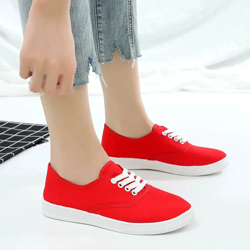 2024 New Loafers Flat Shoe Sneakers for Women Shoes Breathable Women's Casual Female Comfor Sneakers Lace Up Solid Color