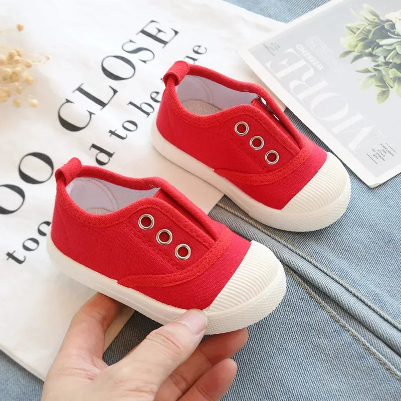 2024 Spring Summer Kids Shoes for Boys Girls Candy Color Children's Casual Canvas Sneakers Soft Kids Fashion Shoes 21-35