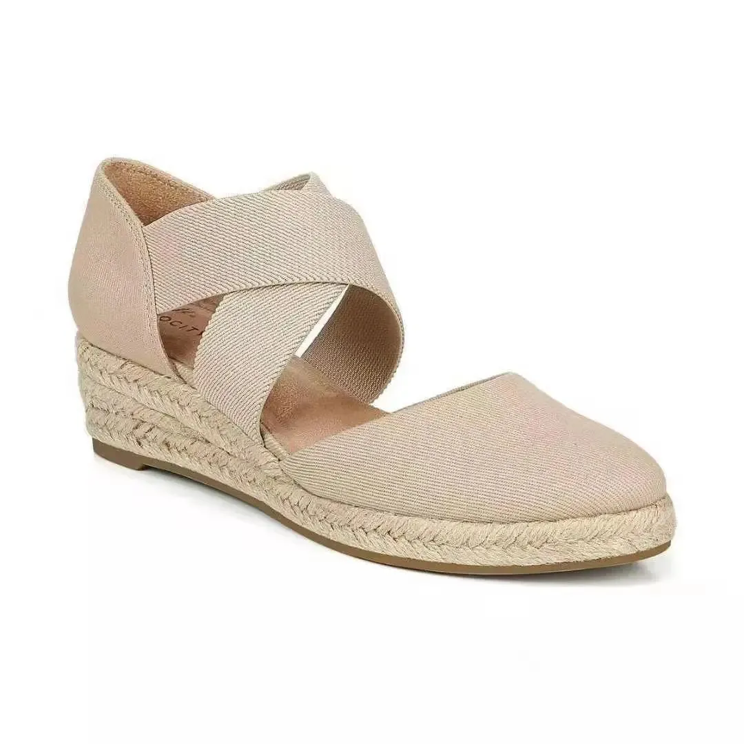 2024 Women Sandals  Wedge Solid Color Slip On Ladies Shoes Summer Fashion Casual Outdoor Comfy Female Footwear