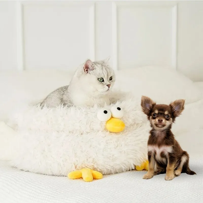 Adorable Plush Chick Cat Bed