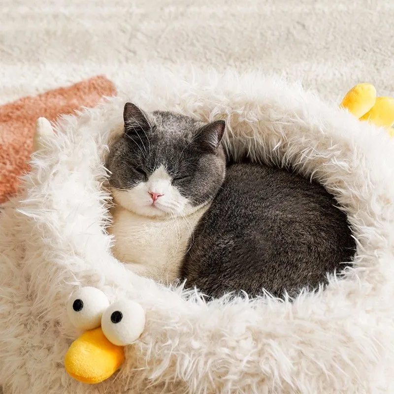 Adorable Plush Chick Cat Bed