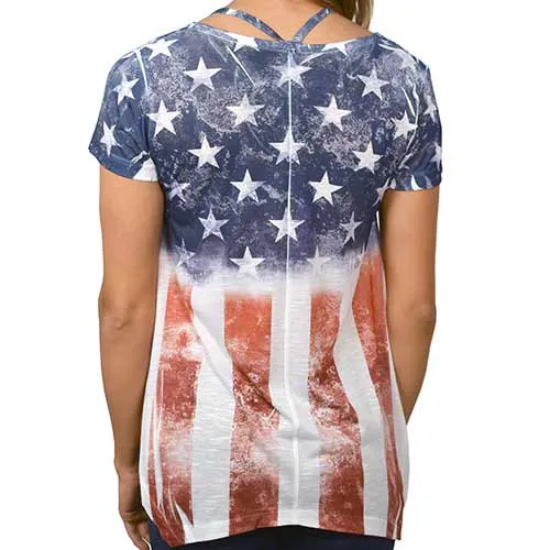 American Flag with Rhinestones Stars Shirt