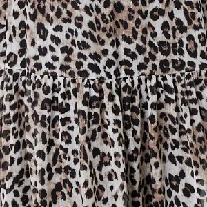 Animal Print Semi Sheer Tiered Maxi Dress