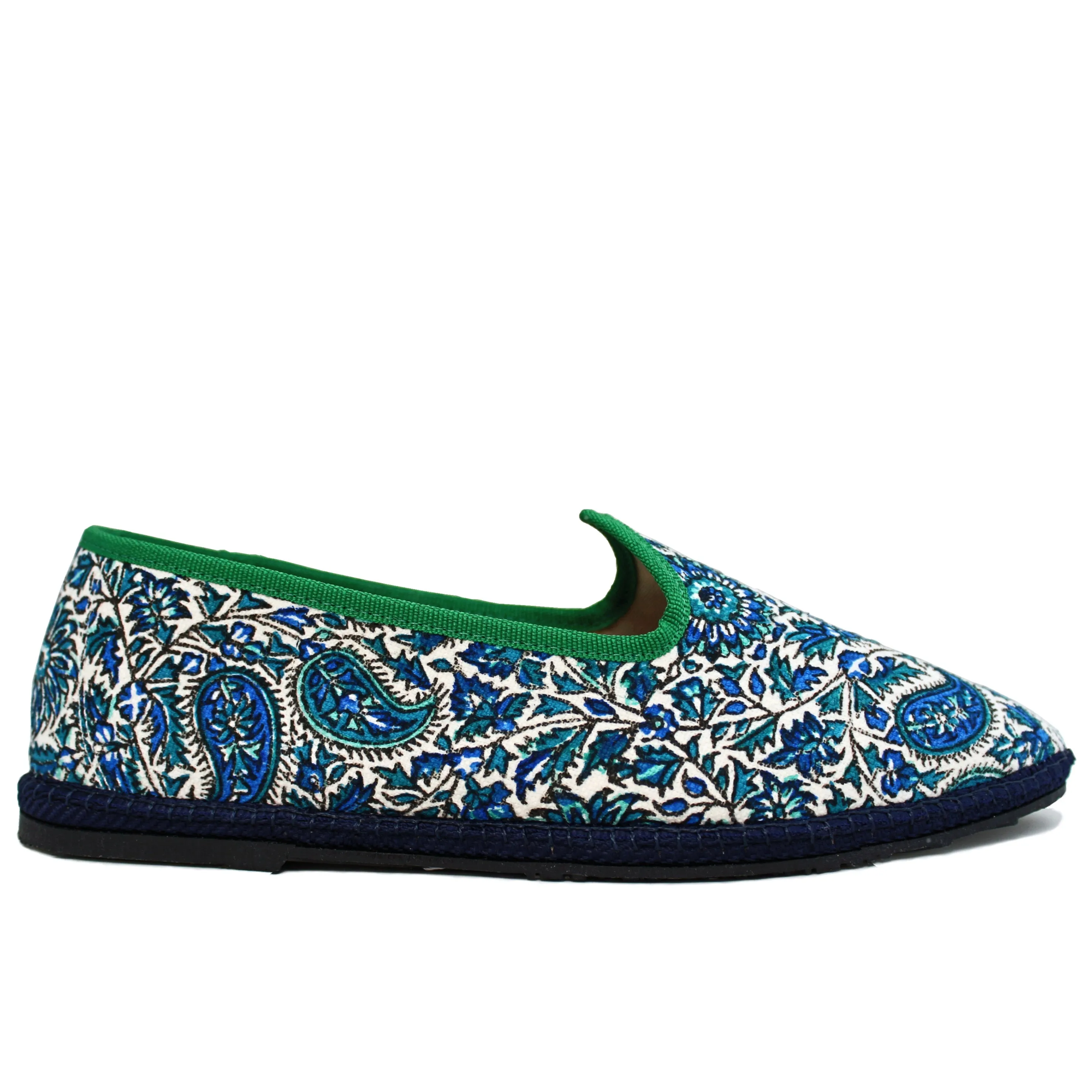 'Bâdum' Blue Floral Venetian Slippers