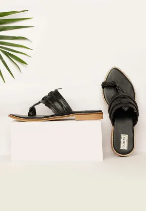 Black Cruelty Free Leather Sandals