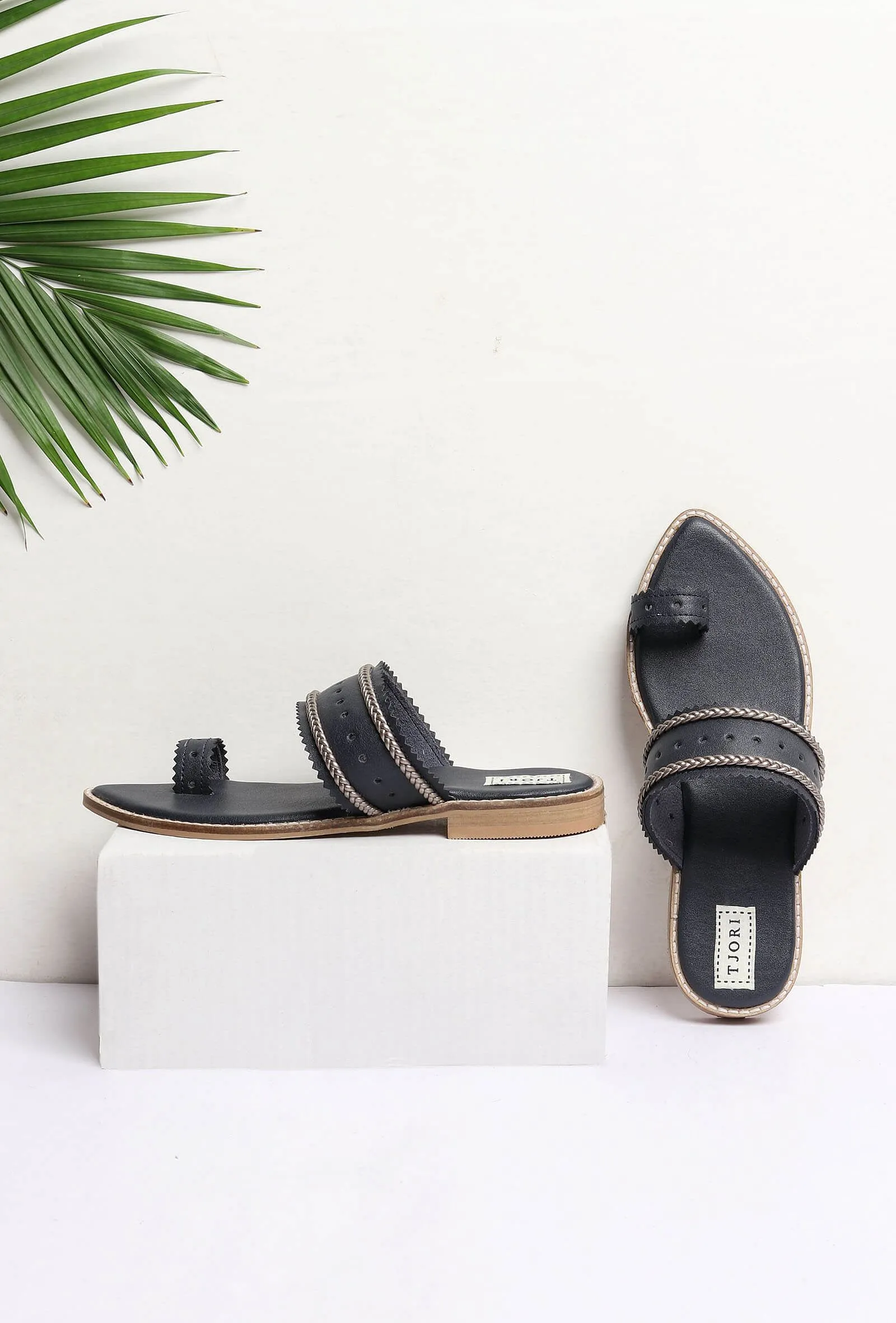 Black Cruelty Free Leather Sandals