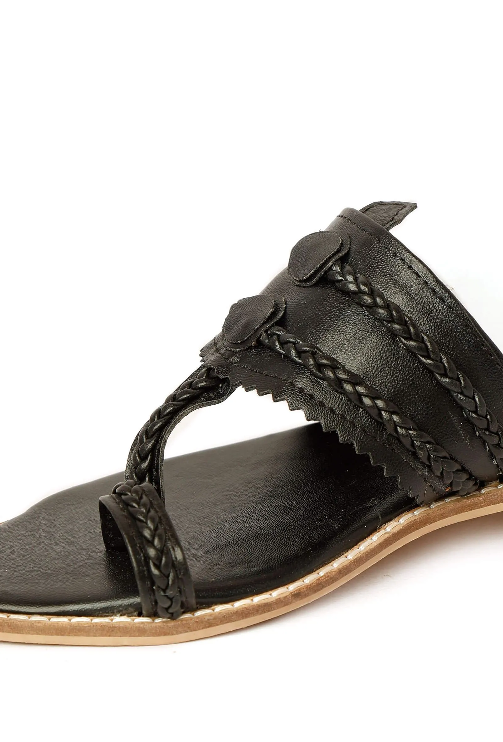 Black Cruelty Free Leather Sandals