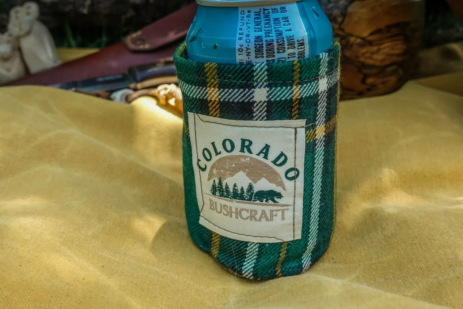 Bushcraft Scottish Tartan Wool Insulated Can Beverage Cooler Coozie Koozie Cosy