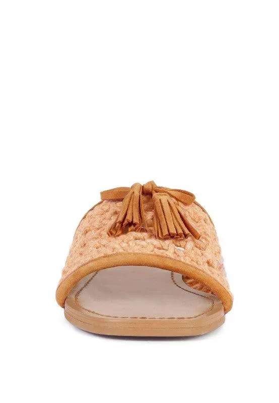 Cedar Handwoven Natural Tassel Flats