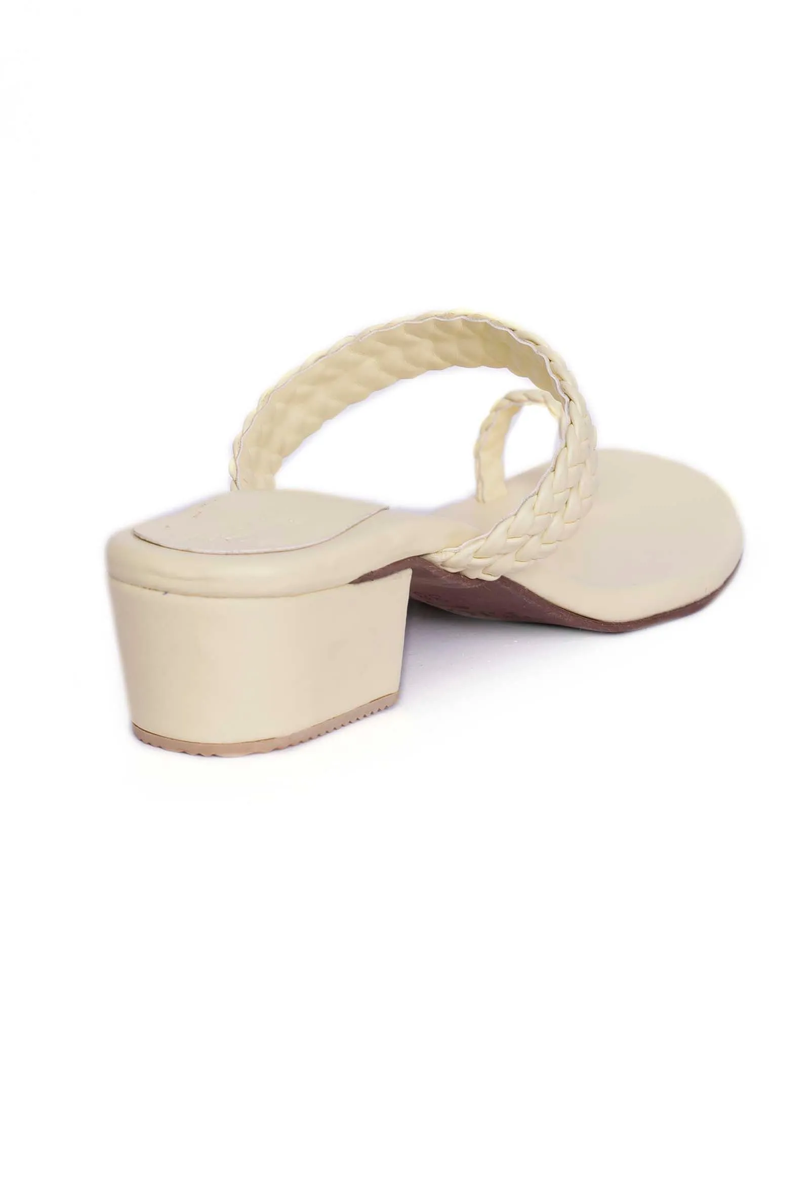 Cream White Knotted Cruelty Free Leather Sandals