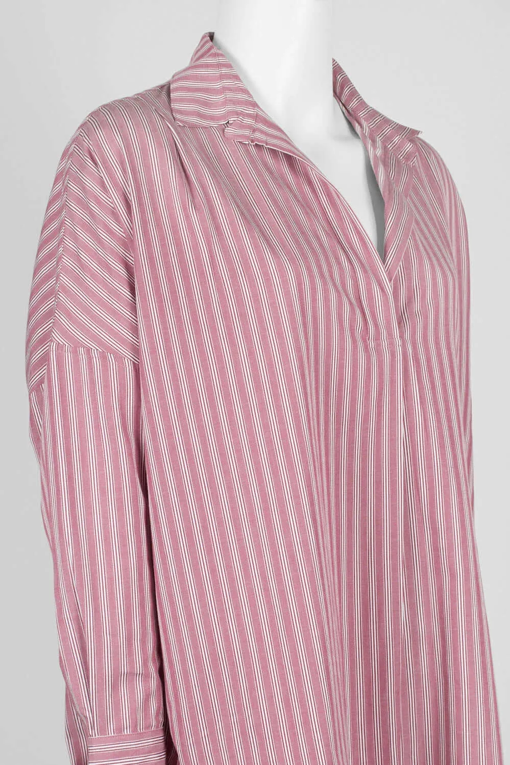 French Connection Collared Long Sleeves Striped Popover Cotton Top