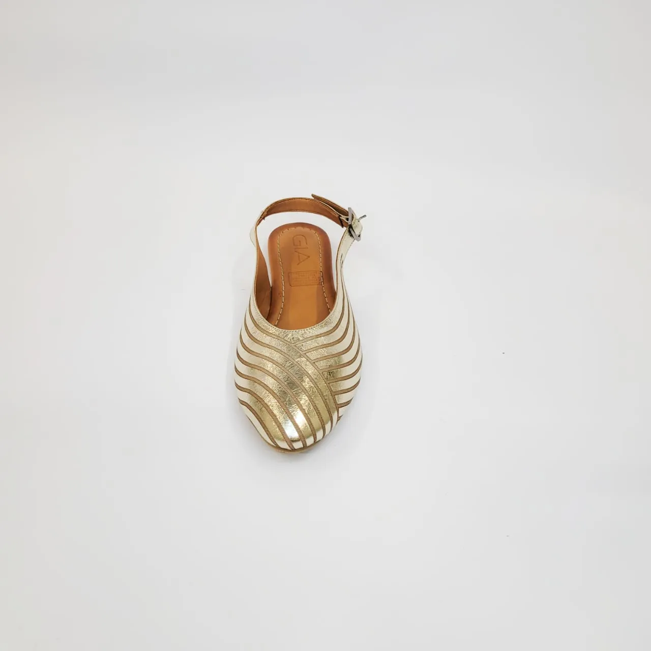 Gia gold leather flat slingback pump