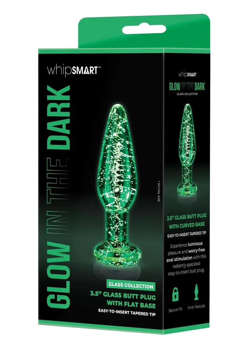 Glow In The Dark 3.5" Glass Butt Plug with Flat Base