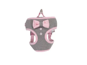 Harness with pink bow- Grey