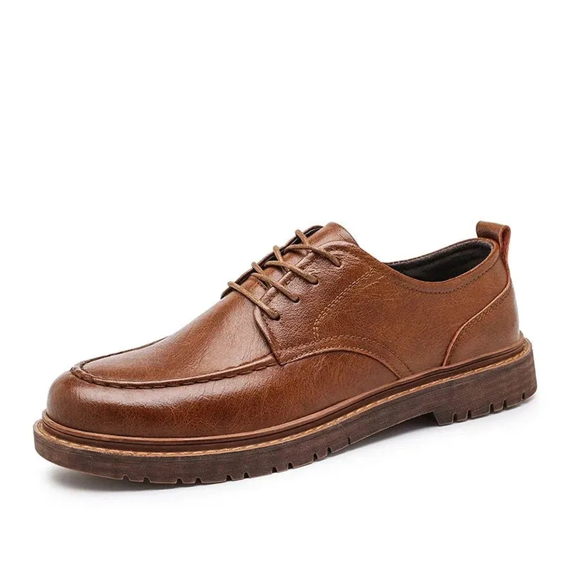 Leather Shoes Luxury Breathable Men's Business Fashion Casual Ventilate Split Leather Comfortable Working Office Shoes