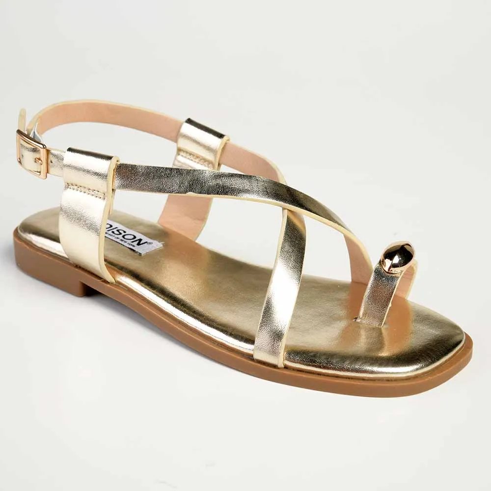 Madison Jenna Toe Ring Flat Sandal - Gold