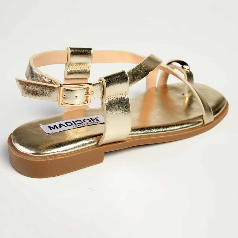 Madison Jenna Toe Ring Flat Sandal - Gold