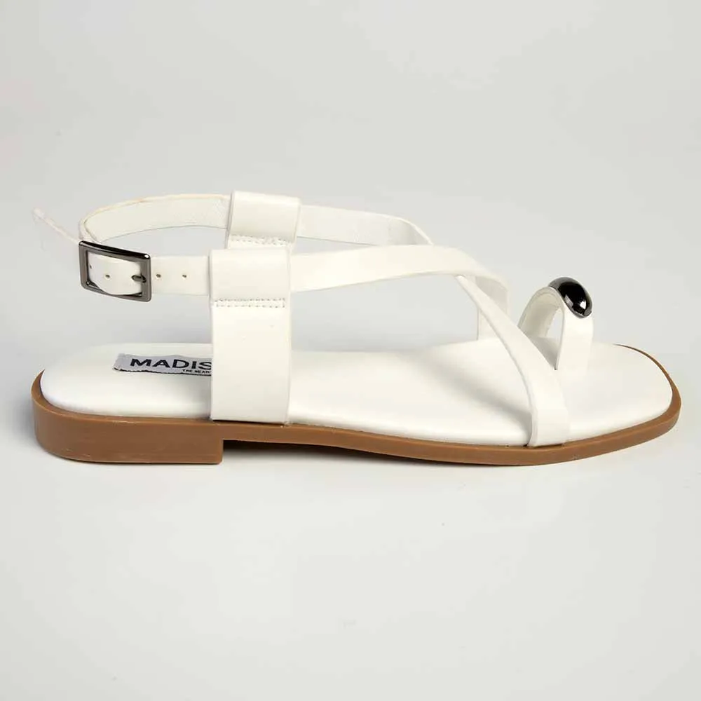 Madison Jenna Toe Ring Flat Sandal - White