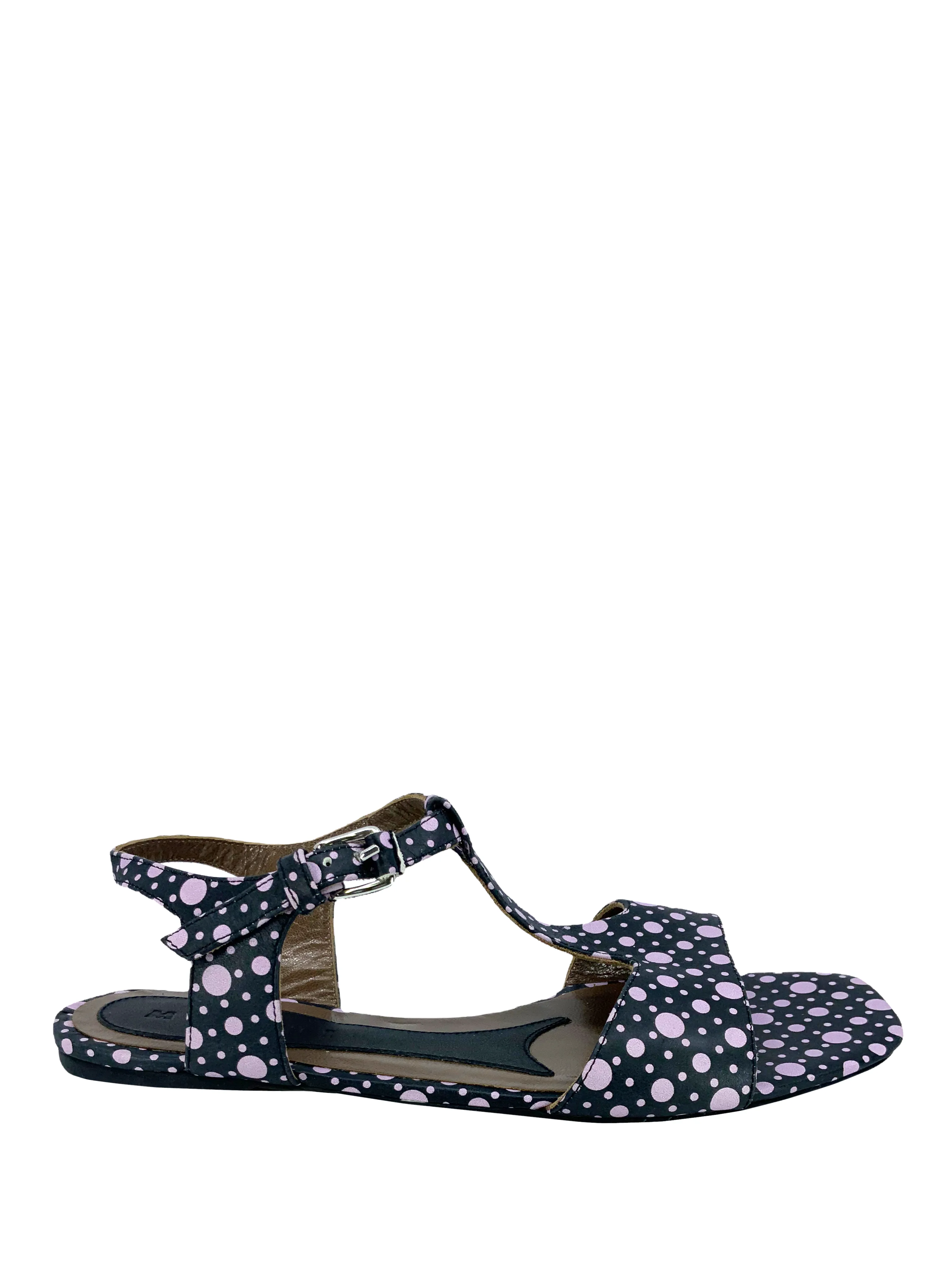 MARNI Polka Dot T-Strap Flat Sandals Size 8.5