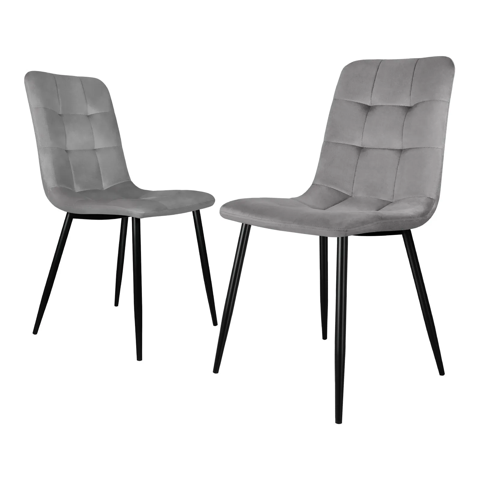 Oikiture Dining Chairs Kitchen Chair Velvet Fabric Padded Seat Cafe Grey x2