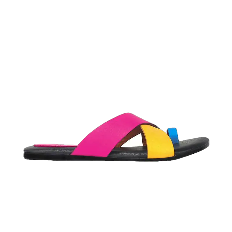 Rossana Funky Leather Flat Sandals