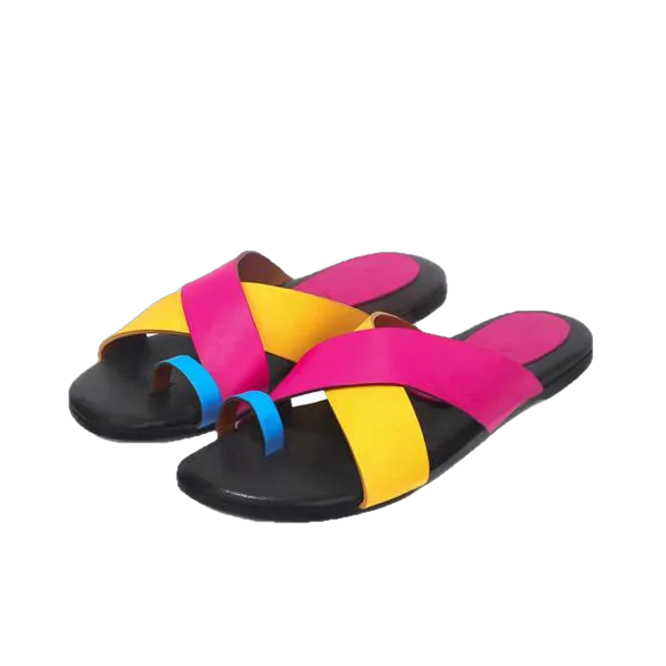 Rossana Funky Leather Flat Sandals