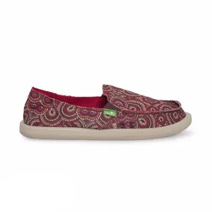 Sanuk Donna Burgundy Multi Radio Love Shoes