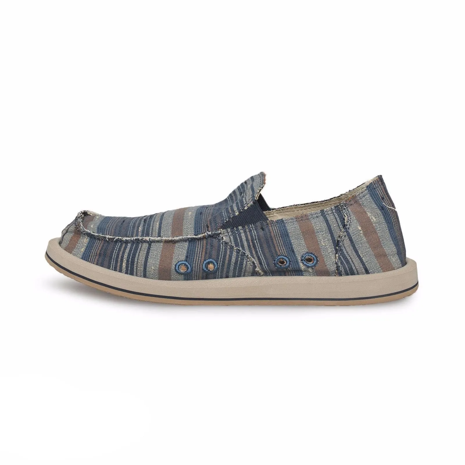 Sanuk Donny Blue Vintage Denim Stripe Shoes