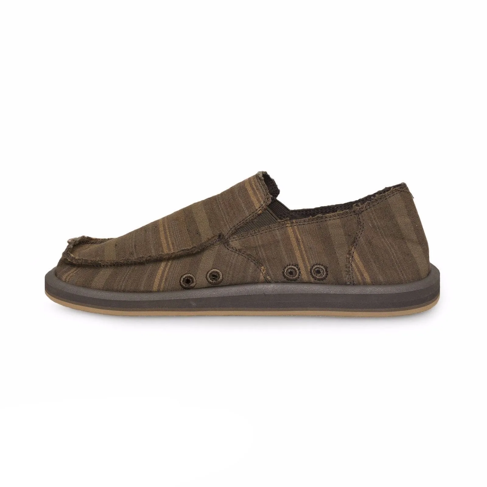 Sanuk Donny Dark Brown Vintage Denim Stripe Shoes