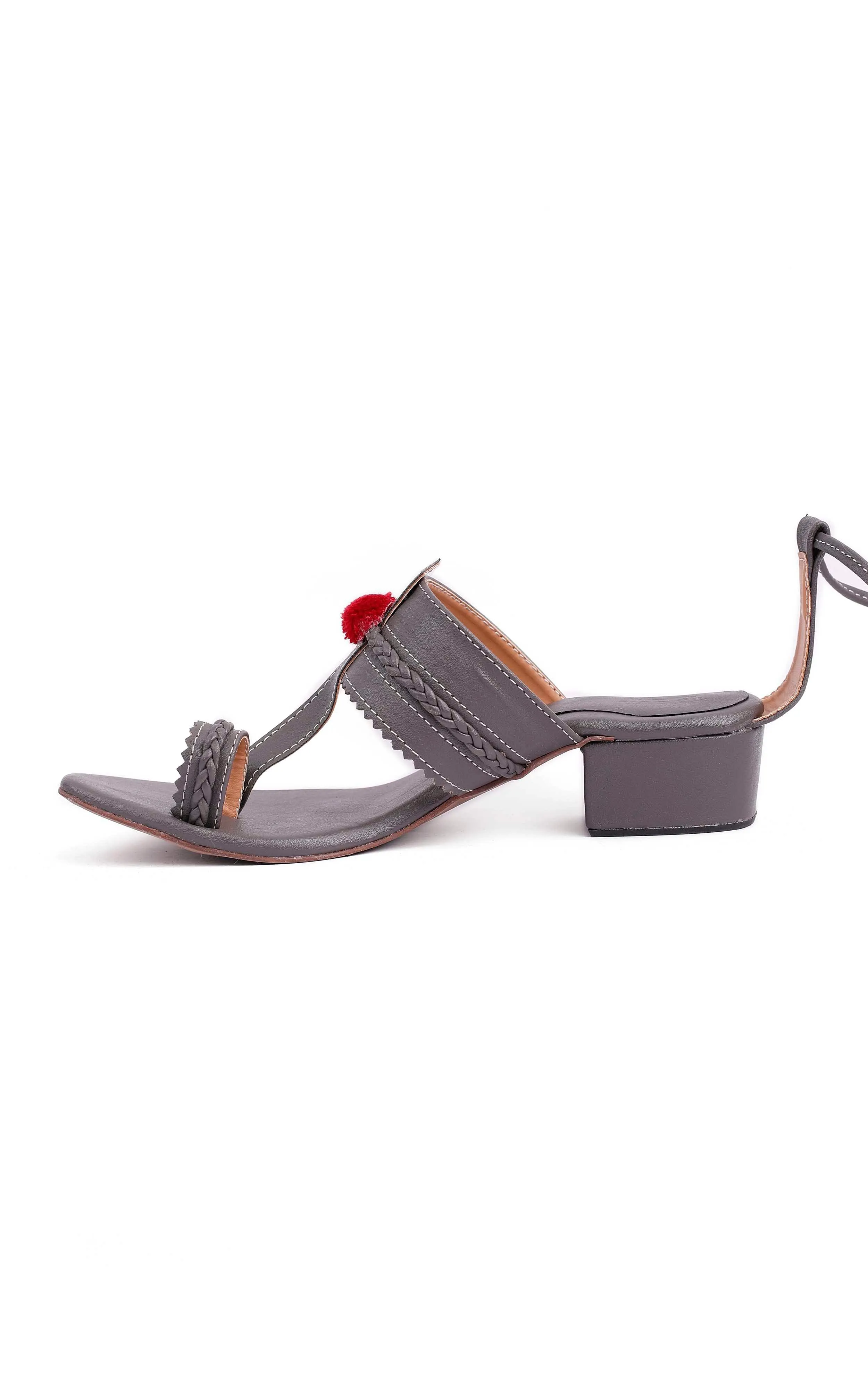 Sara Dark Grey Cruelty Free Leather Heels Sandals