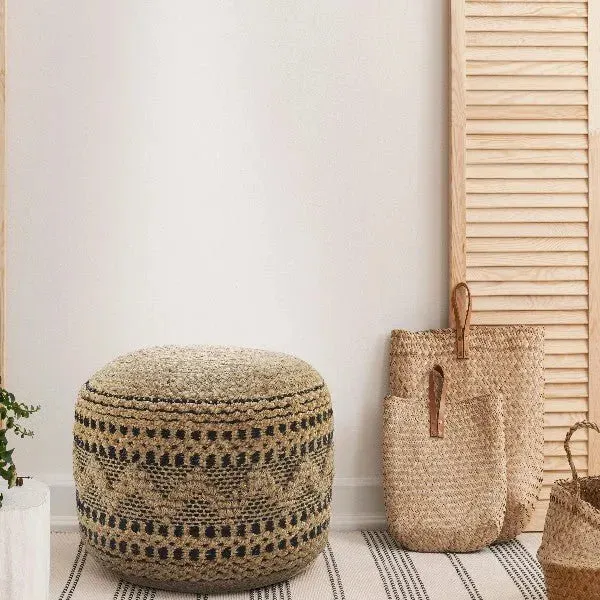 Spruce 34028NBK Natural/Black Pouf