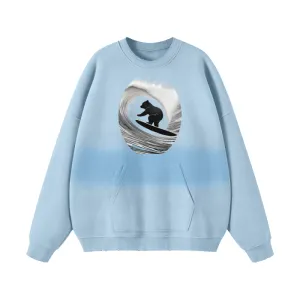 Teddy Rip Streetwear Unisex Colored Gradient Washed Effect Pullover