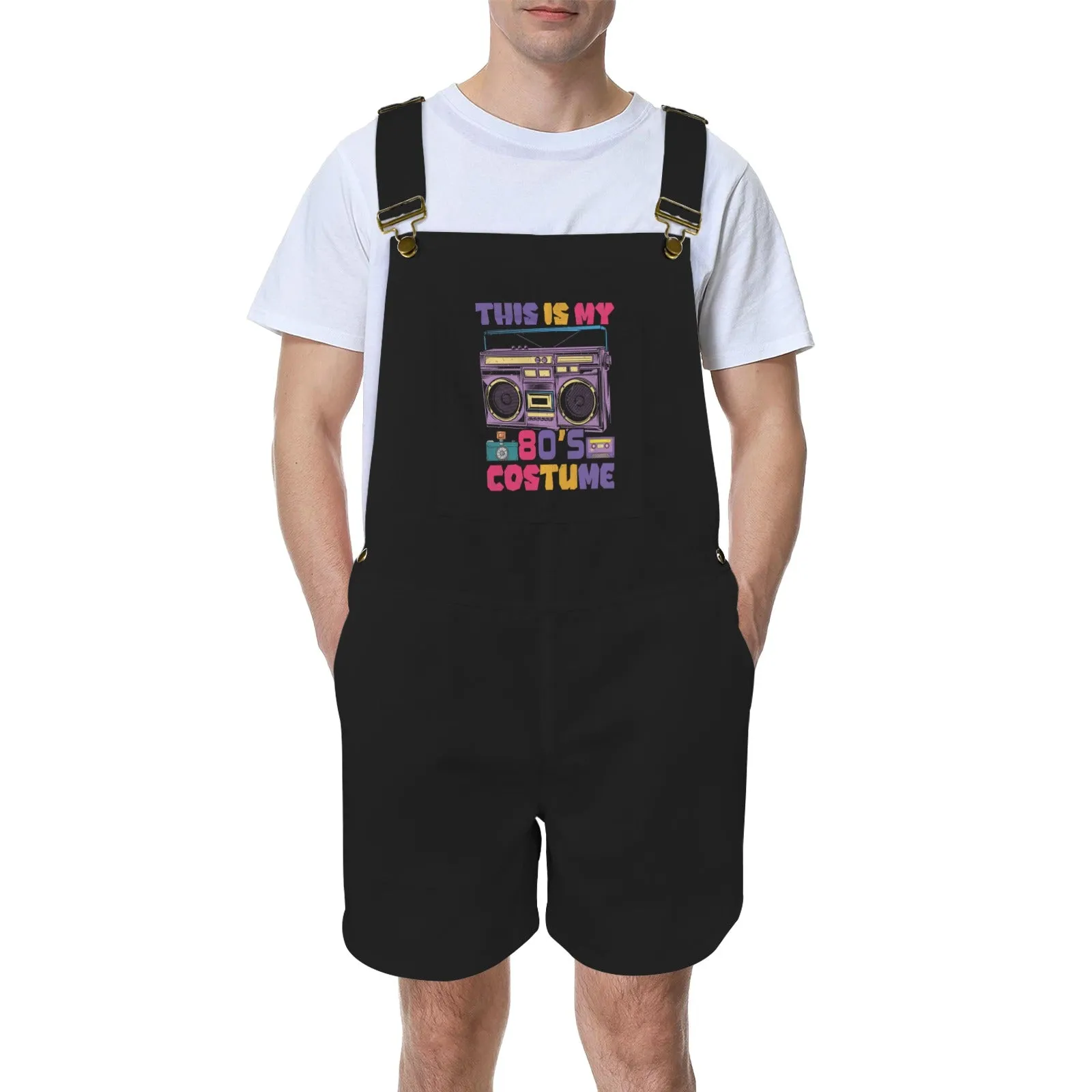 This is my 80's Costume Black Unisex Shorts Suspender Jumpsuit