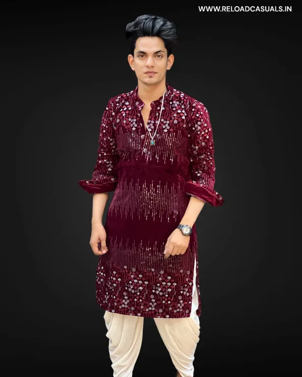 Top Bottom Flower Design Seq Kurta & Pyjama - Combo