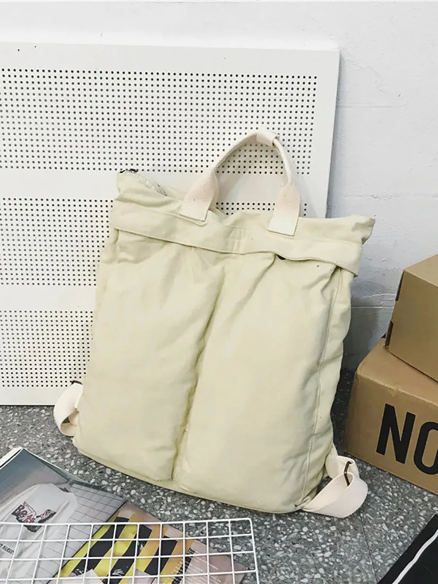 Unisex Solid Color School Bag Backpack