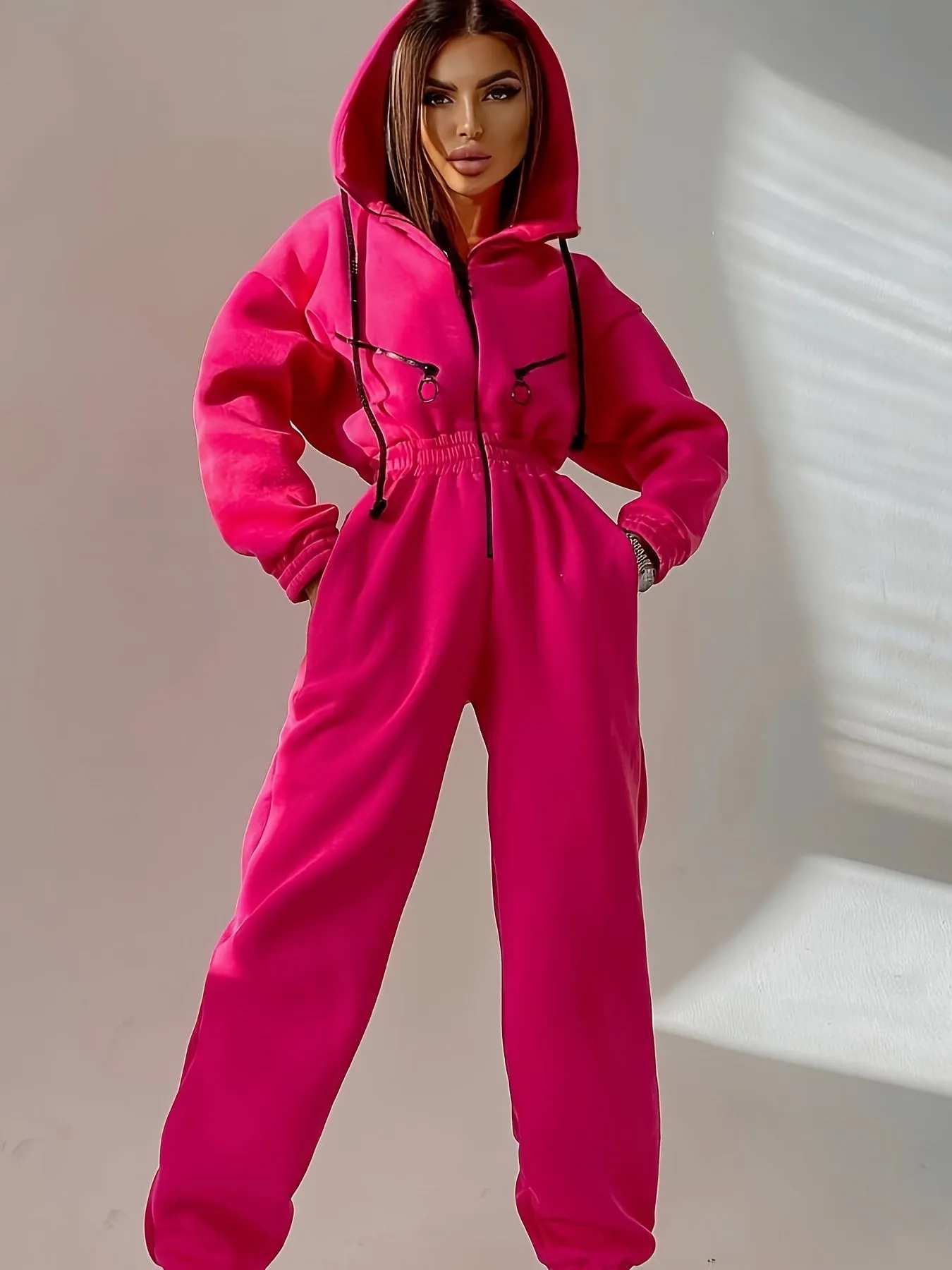 Versatile Zipup Hooded Jumpsuit Comfortable  Stylish Sportswear