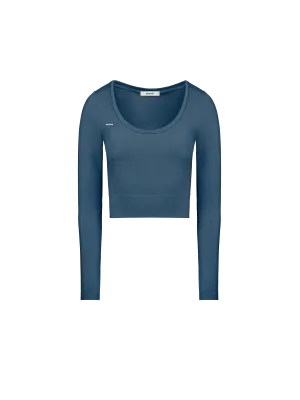 Women's Plant-Stretch Long Sleeve Cropped Top—storm blue