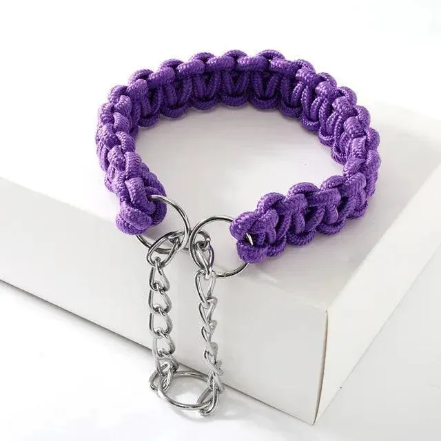 Woven P-Chain Adjustable Nylon Dog Collar