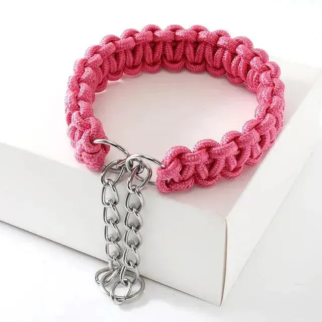 Woven P-Chain Adjustable Nylon Dog Collar